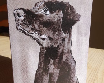 Labrador card - thinking of you - labrador birthday card - indian ink painting for dog and animal lovers - printed on 100% recycled card