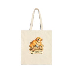 トートバッグ - 膝上犬 | 面白い大型犬デザイン