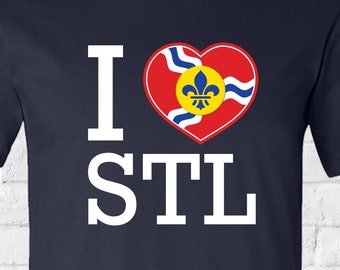 I Heart STL Shirt - A STL City Shirt by Benton Park Prints, St. Louis Flag Shirt, St. Louis Flag, St. Louis Heart, STL Heart, St. Louis