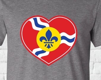 STL Heart Shirt, St. Louis Flag Shirt, St. Louis Flag, St. Louis Heart, STL Heart, St. Louis