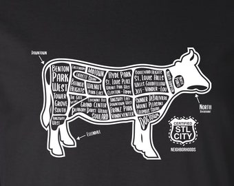 St Louis City Cow Diagram Neighborhood Shirt