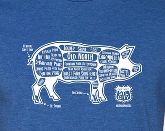 St Louis City Pig Diagram Neighborhood Shirt