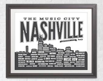 Nashville Neighborhood Poster, Nashville, Tennessee, Nashville Art, Nashville Print, Nashville Poster, Nashville Sign, Nashville Map