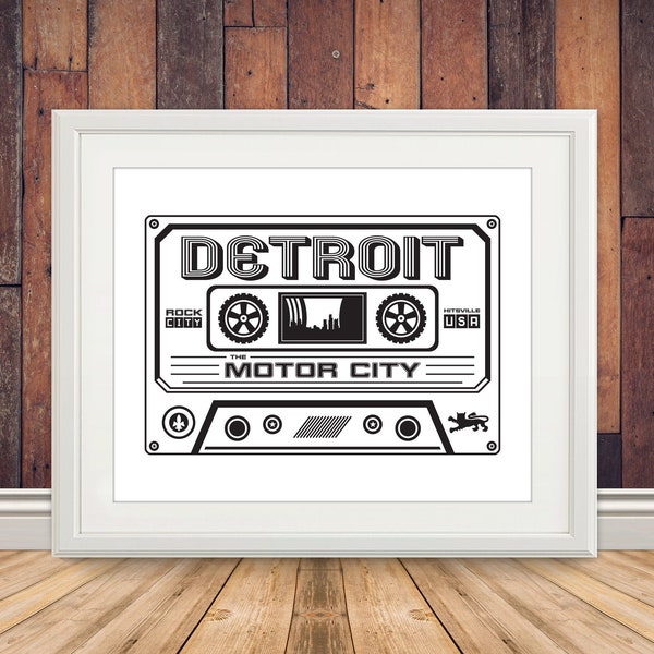 Detroit Cassette - Detroit Michigan, Motor City, Detroit Art, Music Print, Detroit Music, Detroit, Detroit Decor, Detroit Poster