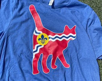  In St. Louis We Wear Red and Bleed Blue T-Shirt : Sports &  Outdoors