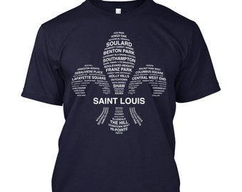 STL Neighborhoods Navy Canvas Tee, St Louis T-Shirt, Soft T-Shirt, Saint Louis