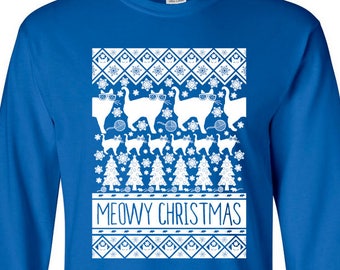 Meowy Christmas Shirt, Funny Christmas Shirts, Funny Cat Christmas Shirt, Meowy XMAS, Cat Christmas T-Shirt, Kitten, Unisex Tee