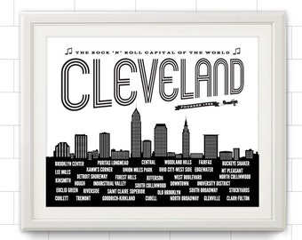 Cleveland, Cleveland Neighborhoods, Cleveland Skyline, Cleveland Ohio, Cleveland Art, Cleveland Print, Cleveland Poster, Ohio State, Ohio