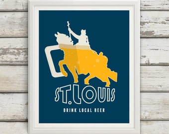 St Louis Statue, St Louis, Saint Louis, STL, St Louis Beer, St. Louis Beer Print, St Louis Poster, St. Louis Print, St. Louis Art, STL Art