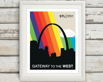 STL, St Louis, Saint Louis, The Gateway to the West, Arch, St Louis Arch, Rainbow, STL Pride, Saint Louis Skyline, Mississippi River, Type