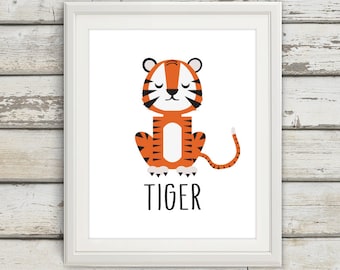 Tiger, Tiger Tail, Tiger Wall Art, Tiger Print, Tiger Poster, Tiger Kids, Nursery, Nursery Wall Art, Nursery Decor, Tiger Nursery, Safari