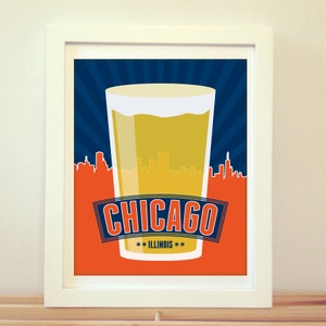 Chicago, CHI, Chicago Beer, Chicago Illinois, Chicago Beer Print, Chicago Art, Chicago City Print, Chicago Map, Chicago Print, Tipografía