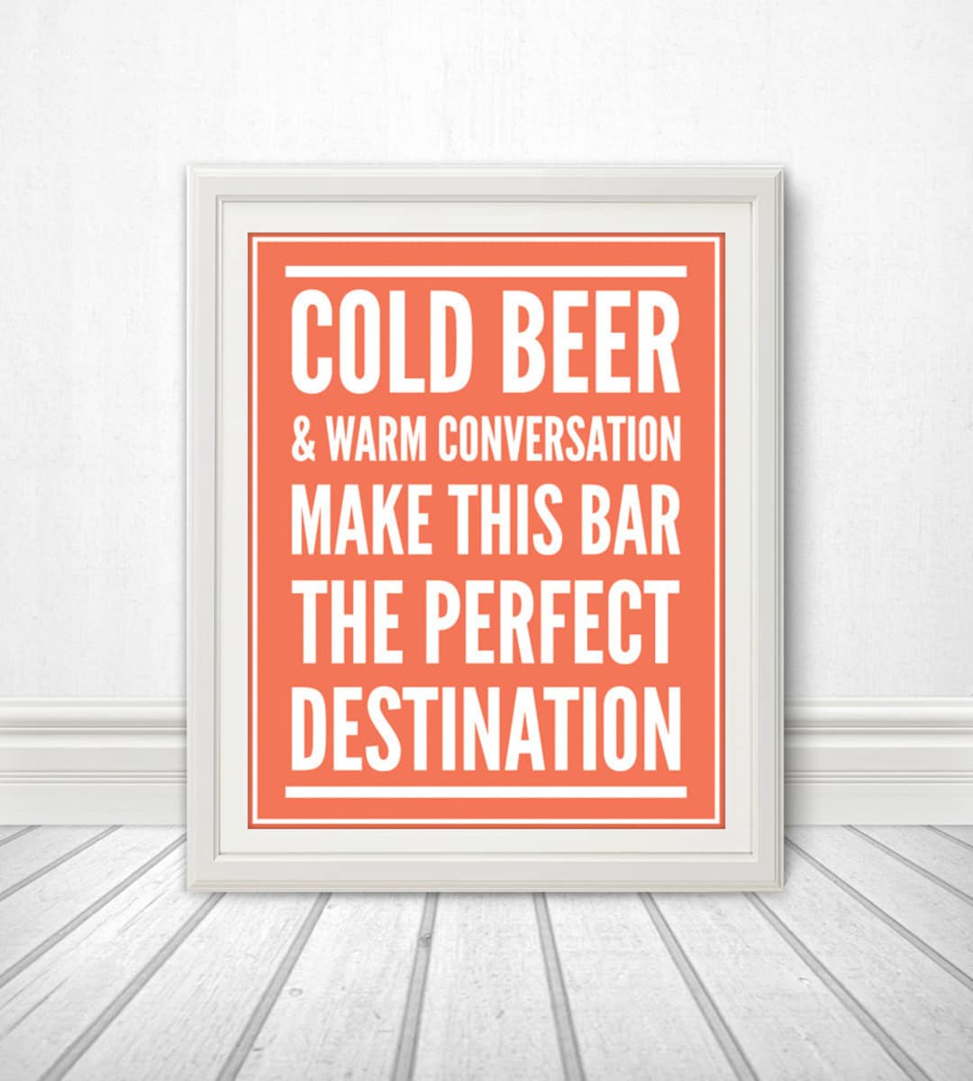 Cold Beer & Warm Conversation, Beer Sign, Beer Art, Beer Print, Bar