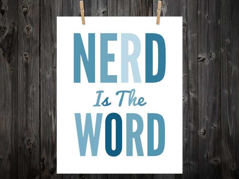 Nerd, Nerd Is The Word, Geek, Geek Art, Video Game Art, Geek Print, Geek Poster, Typography, Nerd Art, Nerd Poster, Nerd Print image 1