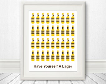 Have Yourself A Lager, Beer, Beer Print, Craft Beer, Bar Art, Local Brew - 11x14