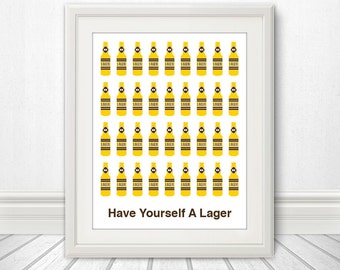 Have Yourself A Lager, Beer, Beer Print, Craft Beer, Bar Art, Local Brew - 11x14