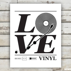 Love Vinyl, Vinyl Record Print, Vinyl Record Art, Love Print, Music Poster, Music Room, Record Collection Print