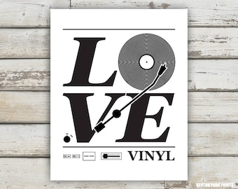 Love Vinyl, Vinyl Record Print, Vinyl Record Art, Love Print, Music Poster, Music Room, Record Collection Print