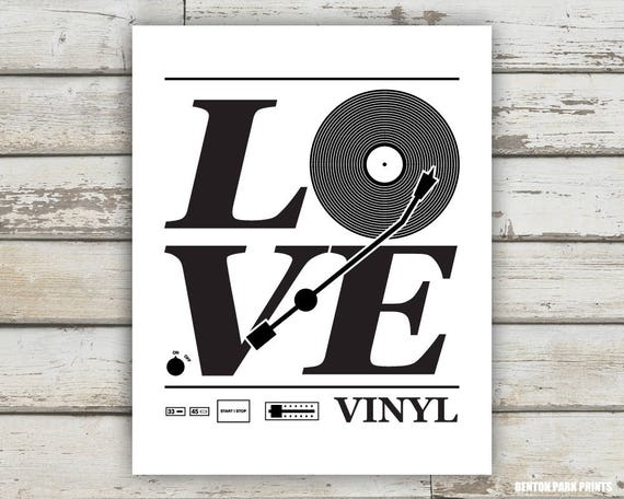 Love Vinyl, Vinyl Record Print, Vinyl Record Art, Love Print