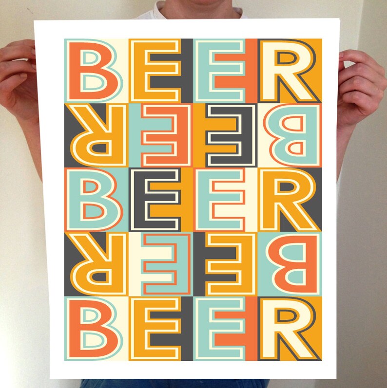 Beer, Beer Sign, Home Decor, Beer Signs, Beer Art, Beer Wall Decor, Beer Artwork, Beer Art Print, Mid Century Modern Art, Beer Wall Art image 3