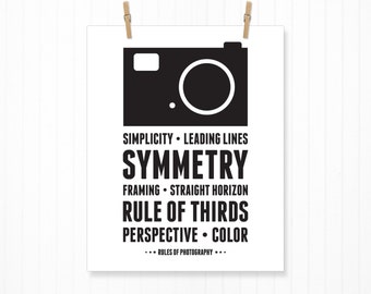 The Rules of Photography Print, Camera Print, Camera Art, Typography, Camera Poster, Photography, Rule of Thirds, Typography Print, Art