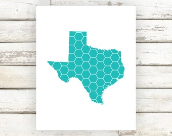 Honeycomb State Art, Honeycomb, Honeycomb Print, Honeycomb Poster, Custom State Art, State Art, State Prints, State Poster, State Decor