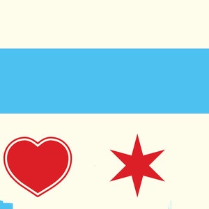 Chicago Flag with Skyline & Heart, Sweet Home Chicago, Chicago Poster, Chicago Print, Chicago Art 24x18 image 5