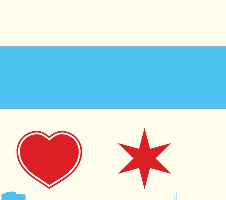 Chicago Flag with Skyline & Heart, Sweet Home Chicago, Chicago Poster, Chicago Print, Chicago Art 24x18 image 5