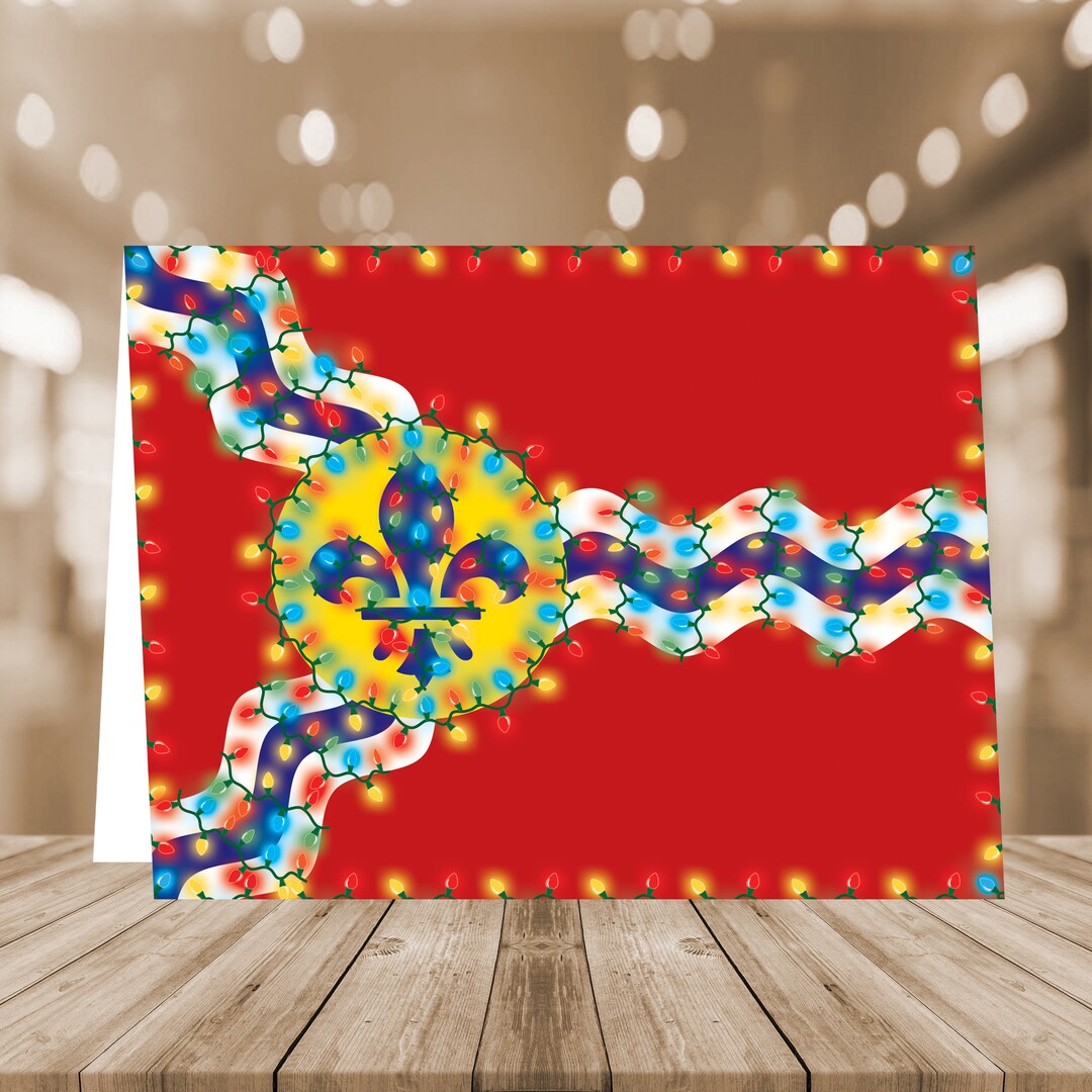 St. Louis Flag in Christmas Lights, STL City Christmas Card, XMAS