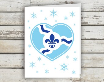 STL Holiday Heart, St Louis, St Louis Print, Fleur De Lis, STL Flag, St Louis Flag, Christmas Card, XMAS Card, Holiday Card