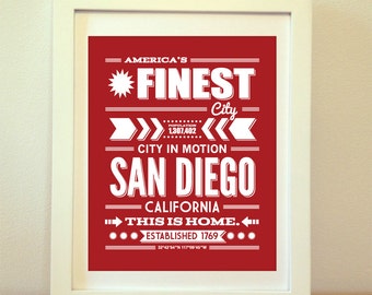 San Diego, San Diego Typography, San Diego Print, San Diego Art, San Diego Sign, San Diego Poster, San Diego California, Typography, Cali