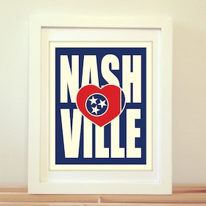 Nashville, Tennessee, Nashville Heart, Nashville Typography, Nashville Print, Nashville Art, Nashville Sign, Nashville Poster, Typography