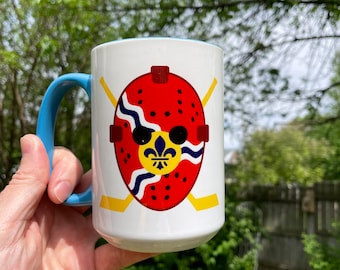 St. Louis Flag Goalie Mask Mug - A STL City Coffee Cup