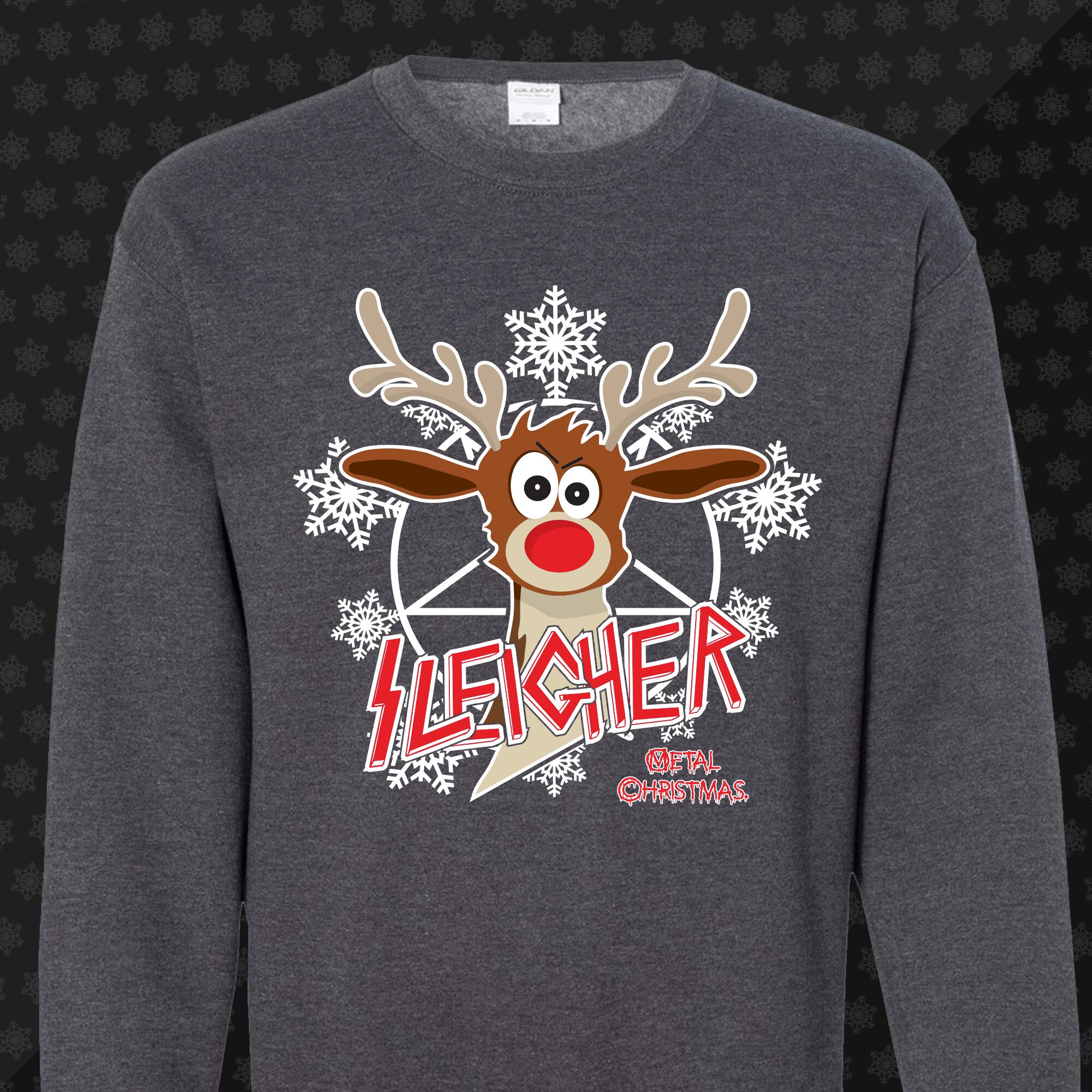 Shirt. - Sleigher Christmas Christmas Band Shirt Christmas Shirt, Metal, Reindeer Etsy Funny Shirt,