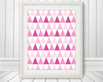 Abstract Pink Triangles, Triangle Print, Triangle Art, Triangle Poster - 8x10