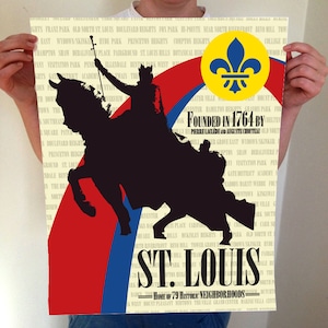 St Louis Arch and Statue Print, STL, St louis, Fleur De Lis, St Louis Missouri