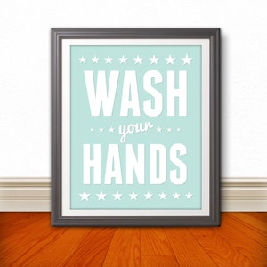 Wash Your Hands, Wash Your Hands Art, Wash Your Hands Print, Bathroom Print, Bathroom Art, Bathroom SIgn, Custom Colors, Kids Bathroom