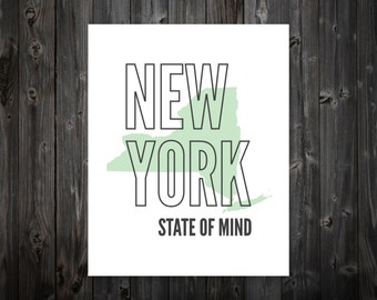 New York State of Mind, New York, New York City, NY, New York Art, New York Print, New York City Print, New York State, New York Decor