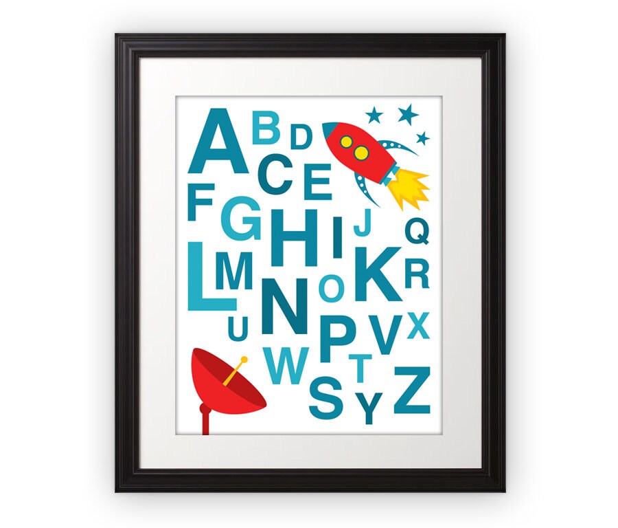 bredde Lignende luft ABC, ABC Wall Art, Alphabet, Alphabet Art, Rocket Ship, abc Poster, abc  Print, Alphabet Print, Alphabet Poster, Alphabet Artwork, abcd