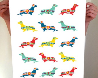 Dachshund Art , Swedish Dala Dachshunds,  Dachshunds, Swedish Dala Horses, Wiener Dog Art, Swedish Horses, Swedish Dogs, Swedish Art,