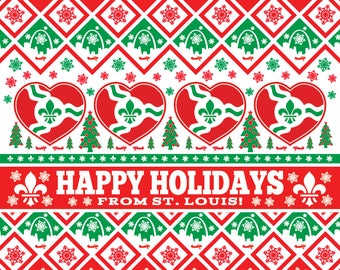 Happy Holidays From St Louis, STL, St Louis, Saint Louis, funny christmas card, unique christmas cards, Christmas Card, XMAS, Xmas Card