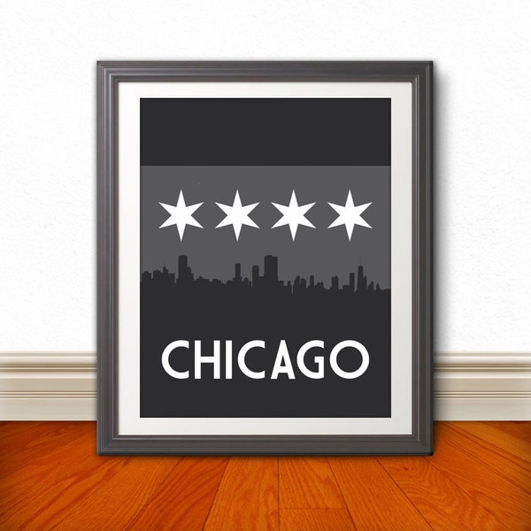 Chicago, Dark Chicago Skyline, Chicago Print, Chicago Art, Chicago Poster