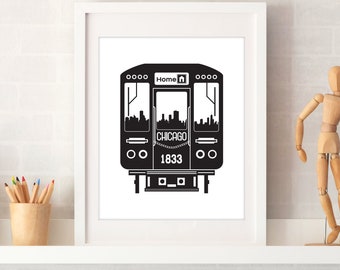 Chicago Train Skyline Print