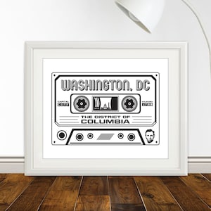 Washington DC Cassette - Washington D.C. Music Art, Washington D.C. Music Print, Washington D.C. Music, Washington DC, Washington DC Art