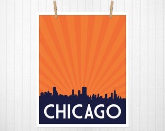 Chicago, Chicago Skyline, Chicago Poster, Chicago Print, Chicago Art, CHI, Chicago Artwork