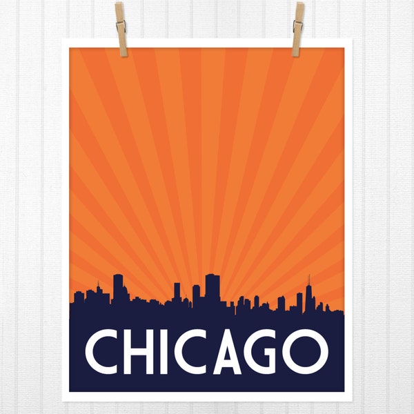 Chicago, Chicago Skyline, Chicago Poster, Chicago Print, Chicago Art, CHI, Chicago Artwork