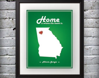 Georgia - Home Is Where The Heart Is - Georgia Custom State Print