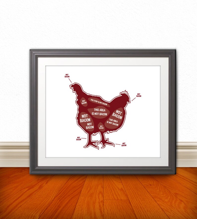 3 Butcher Prints Cow, Pig, Chicken, Butcher Diagram Kitchen Sign, Kitchen Print, Kitchen Art, Bacon Print, Bacon Sign 3 Prints image 3