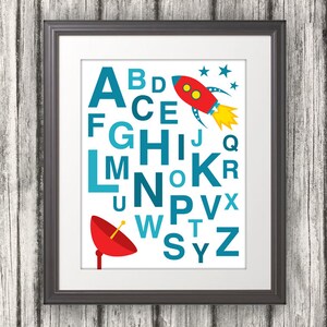 ABC, ABC Wall Art, Alphabet, Alphabet Art, Rocket Ship, abc Poster, abc Print, Alphabet Print, Alphabet Poster, Alphabet Artwork, abcd