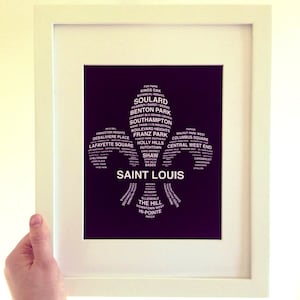 St Louis, St Louis Neighborhoods, St Louis Art, Fleur De Lis, St Louis Print, St Louis Poster, St Louis Sign 8x10 image 1